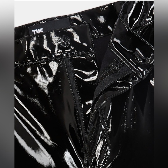 The Kooples 100% vinyl pants black Loose fit High-waisted Flared Patent NWT 27 - Picture 13 of 13